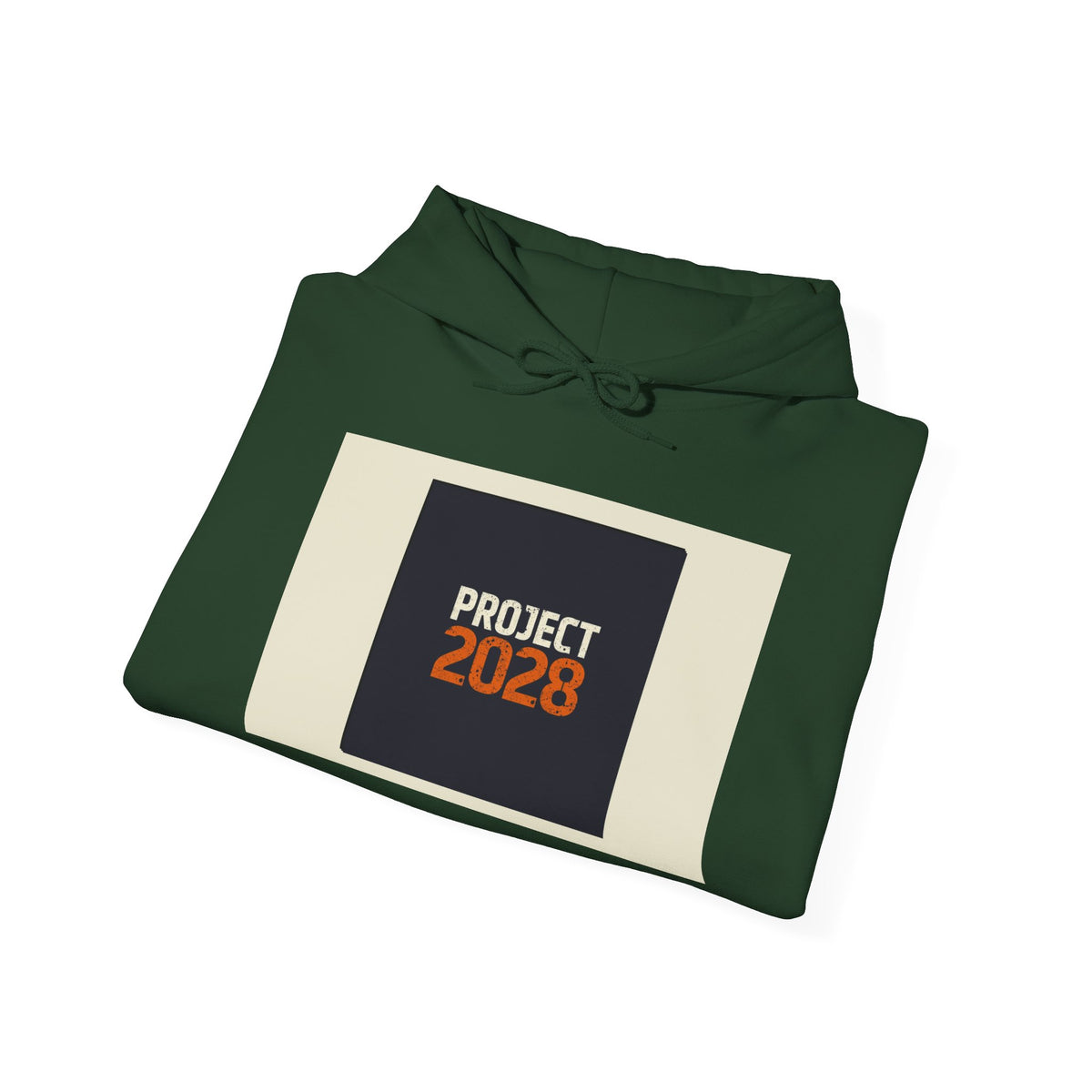 Project 218 Hoodie | Retro Block Logo, Beige Panel Front, Script Back