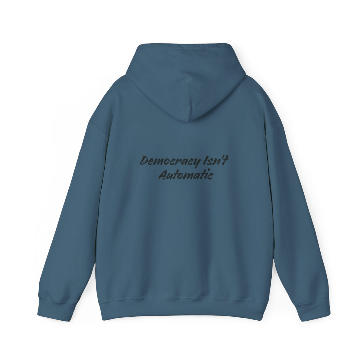 Product 2028 Graphic Hoodie | Democracy Isn't Automatic back print