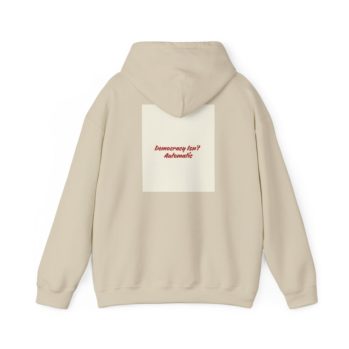 Project 218 Hoodie | Retro Block Logo, Beige Panel Front, Script Back