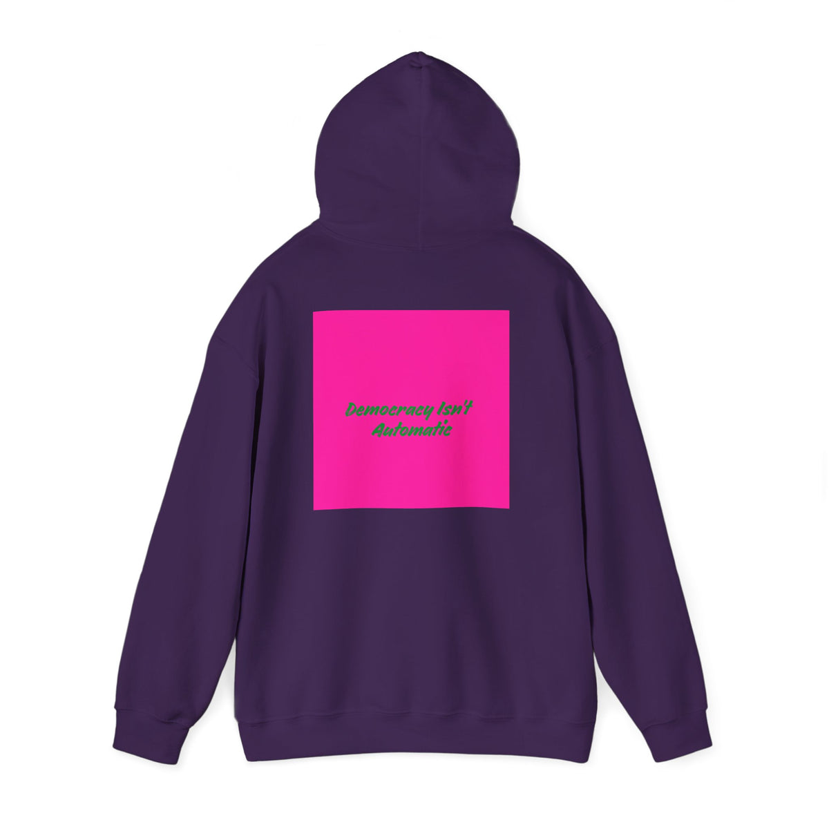 Democracy Project Hoodie | Bold Retro Text, Pink & Orange Square Design