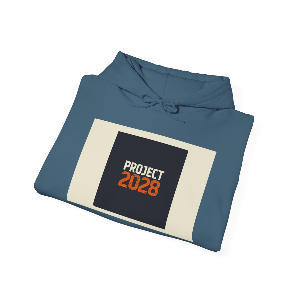 Project 218 Hoodie | Retro Block Logo, Beige Panel Front, Script Back