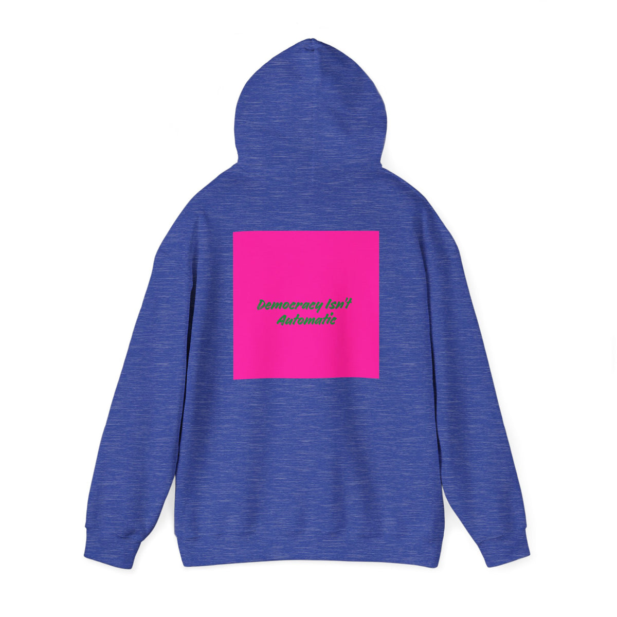 Democracy Project Hoodie | Bold Retro Text, Pink & Orange Square Design