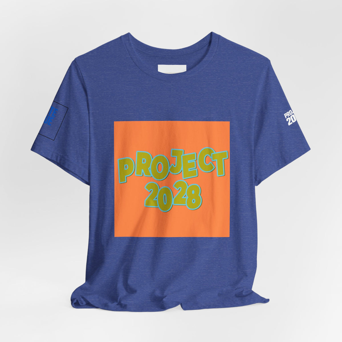 Project 2028 Graphic Tee — Retro Orange Square Design - Make a Statement Without Saying a Word!