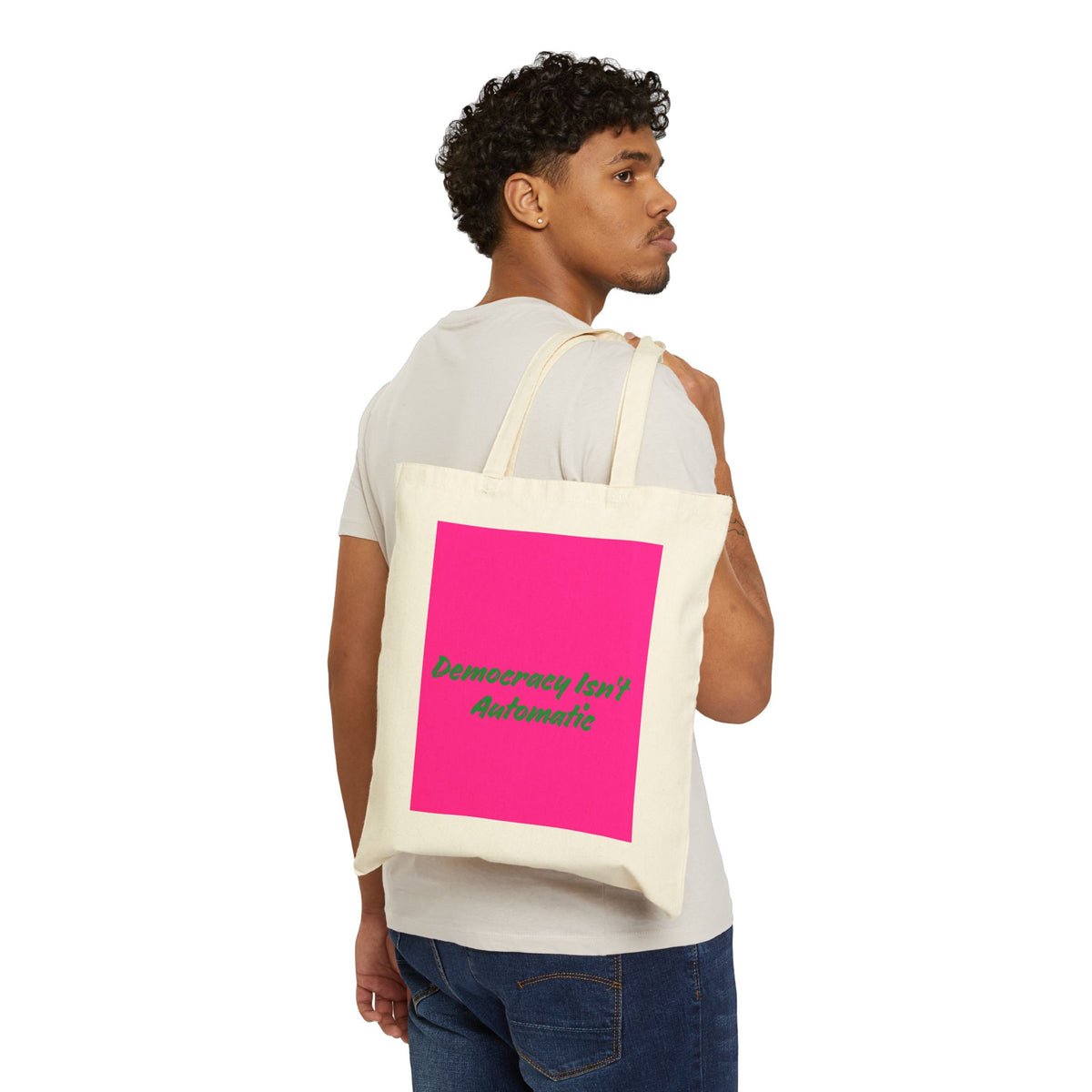 Democracy Project Canvas Tote — Bold Political Statement Tote Bag