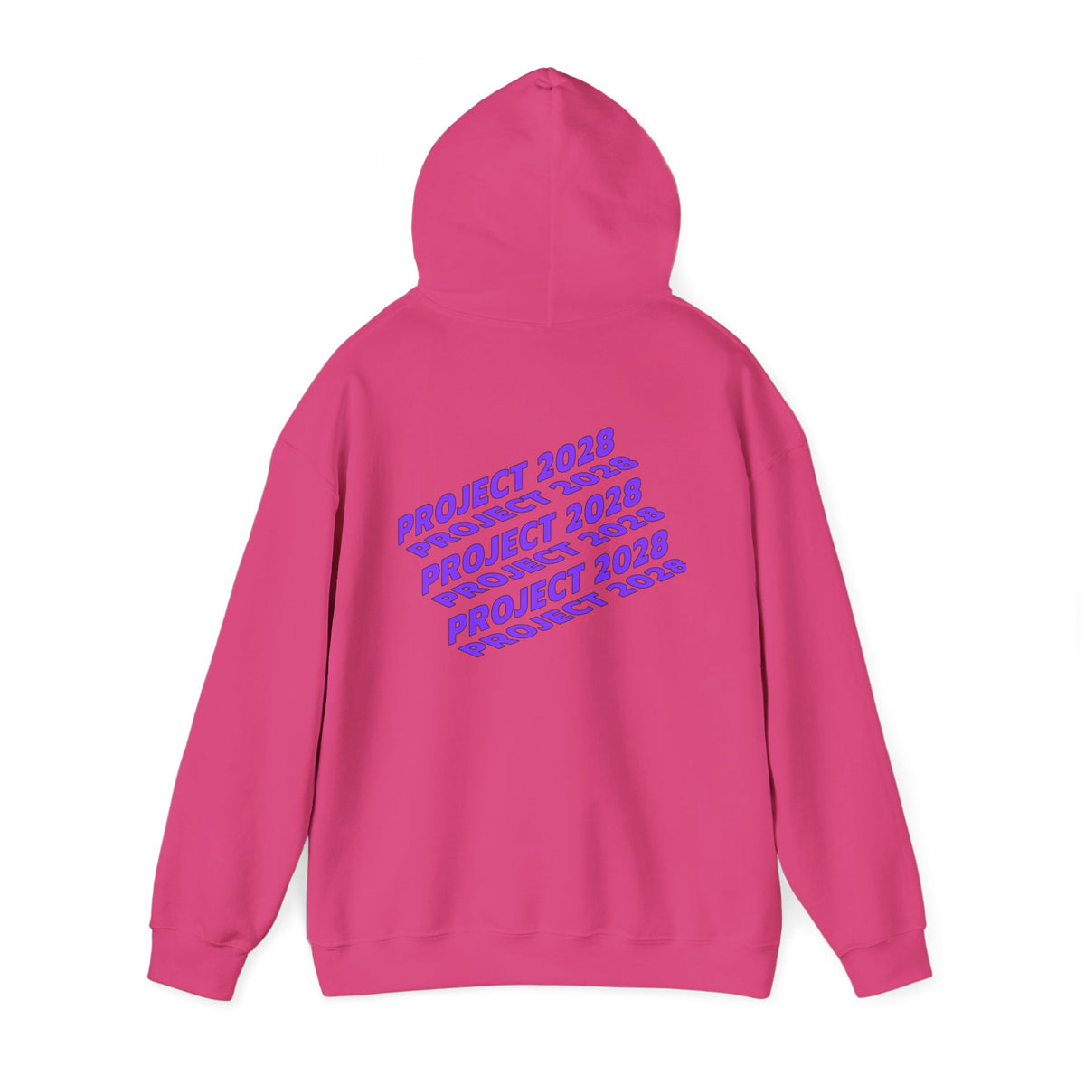 Project 2028 hoodie | Fight Back II text graphic, retro purple pink print