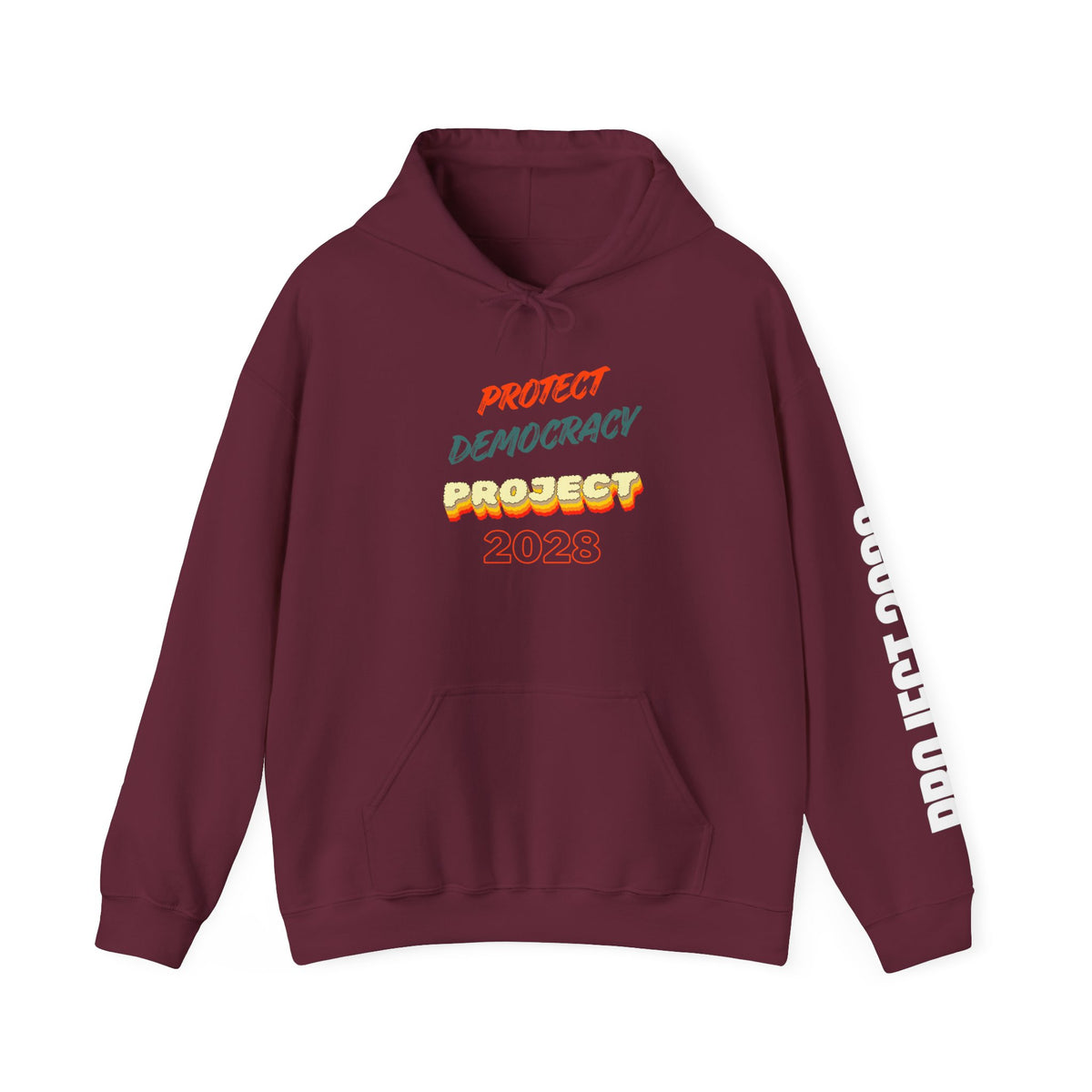 Project 2028 Hoodie | Retro Bubble Letter Design