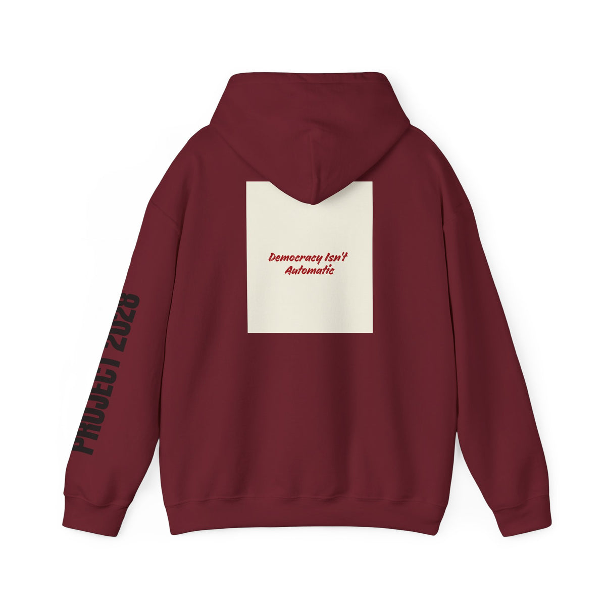 Project 2108 Graphic Hoodie | Democracy Isn't Automatic Back Print