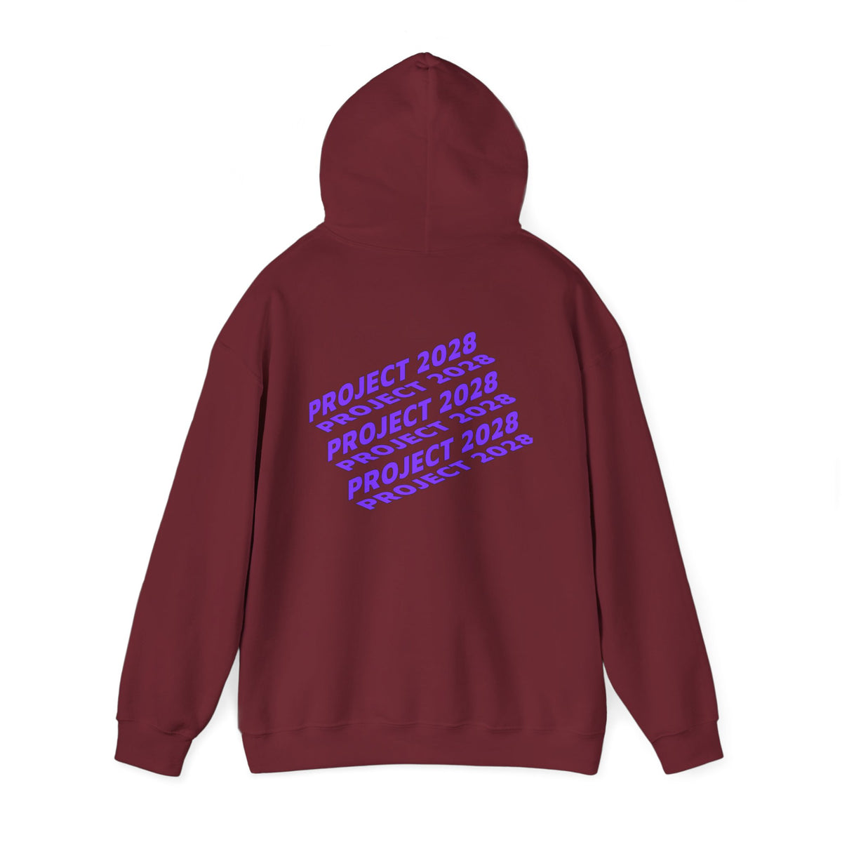 Project 2028 hoodie | Fight Back II text graphic, retro purple pink print