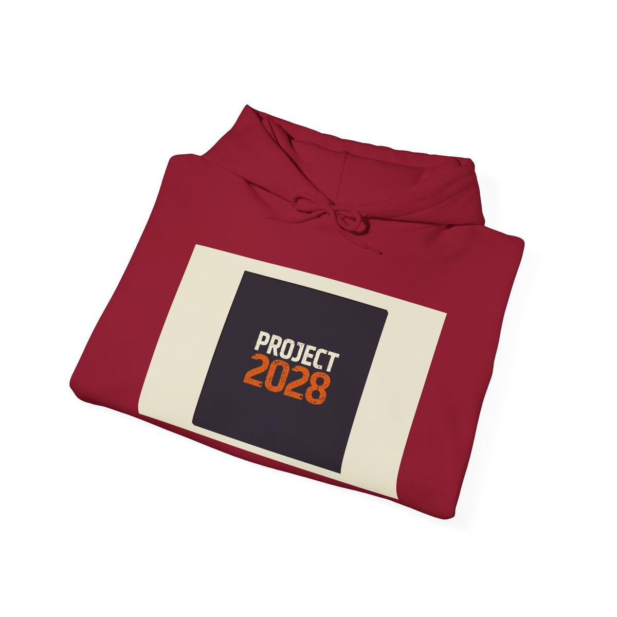 Project 218 Hoodie | Retro Block Logo, Beige Panel Front, Script Back