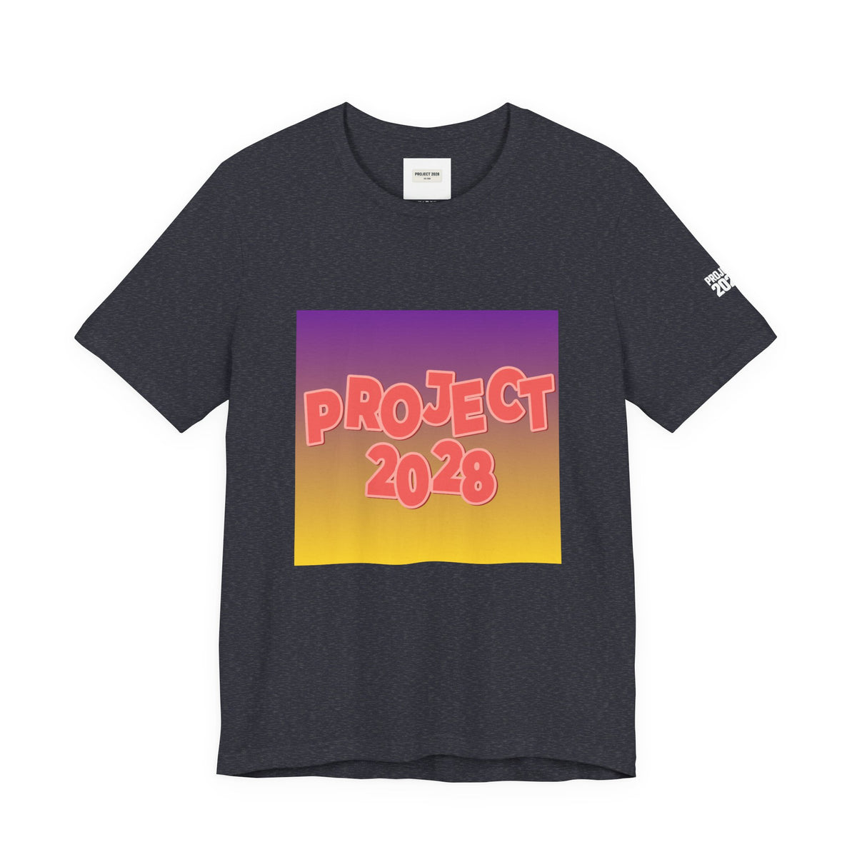 T-Shirt — Project 2028 Gradient Graphic (Back: "Democracy Isn’t Automatic") - Make a Statement Without Saying a Word!