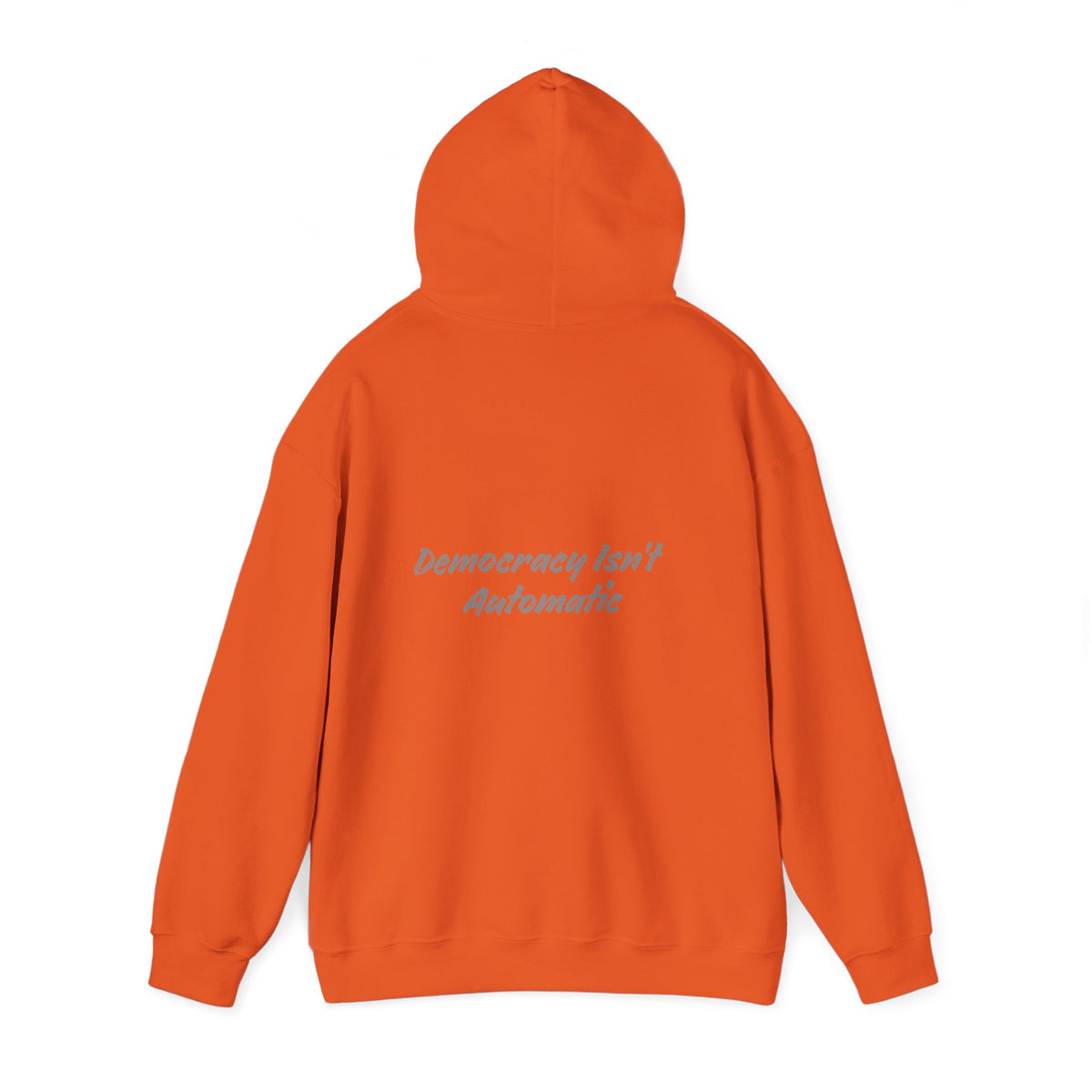 Project 2028 hoodie | Democracy Isn't Automatic back print