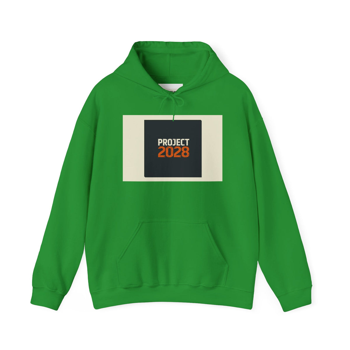 Project 218 Hoodie | Retro Block Logo, Beige Panel Front, Script Back
