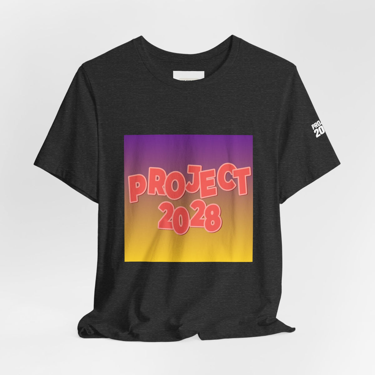 T-Shirt — Project 2028 Gradient Graphic (Back: "Democracy Isn’t Automatic") - Make a Statement Without Saying a Word!