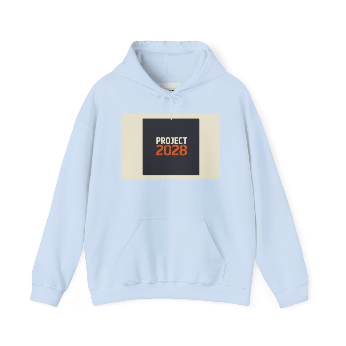 Project 218 Hoodie | Retro Block Logo, Beige Panel Front, Script Back