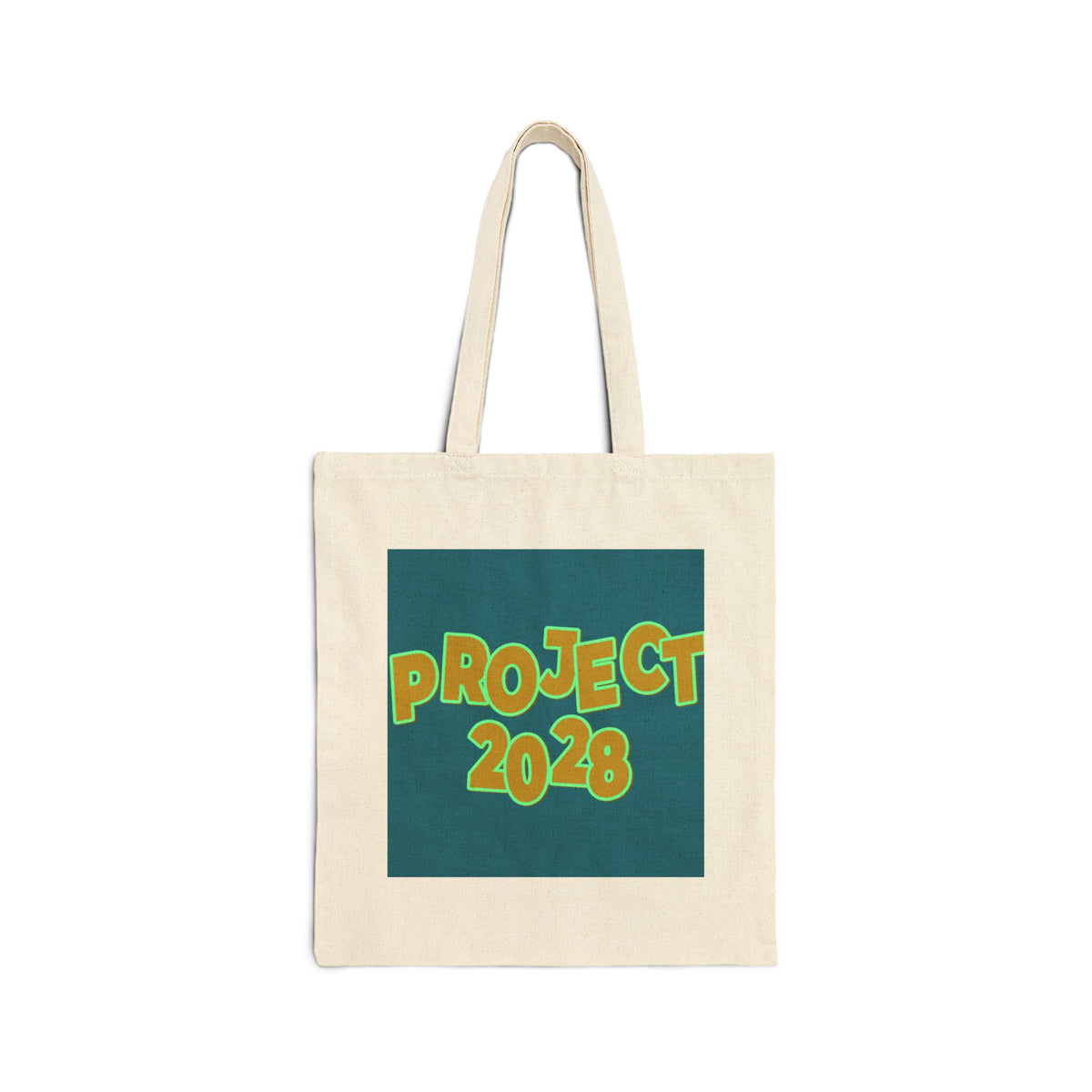 Project 2028 Cotton Canvas Tote Bag — Retro Graphic Reusable Market Tote