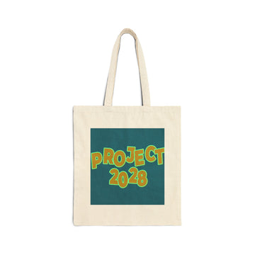 Project 2028 Cotton Canvas Tote Bag — Retro Graphic Reusable Market Tote