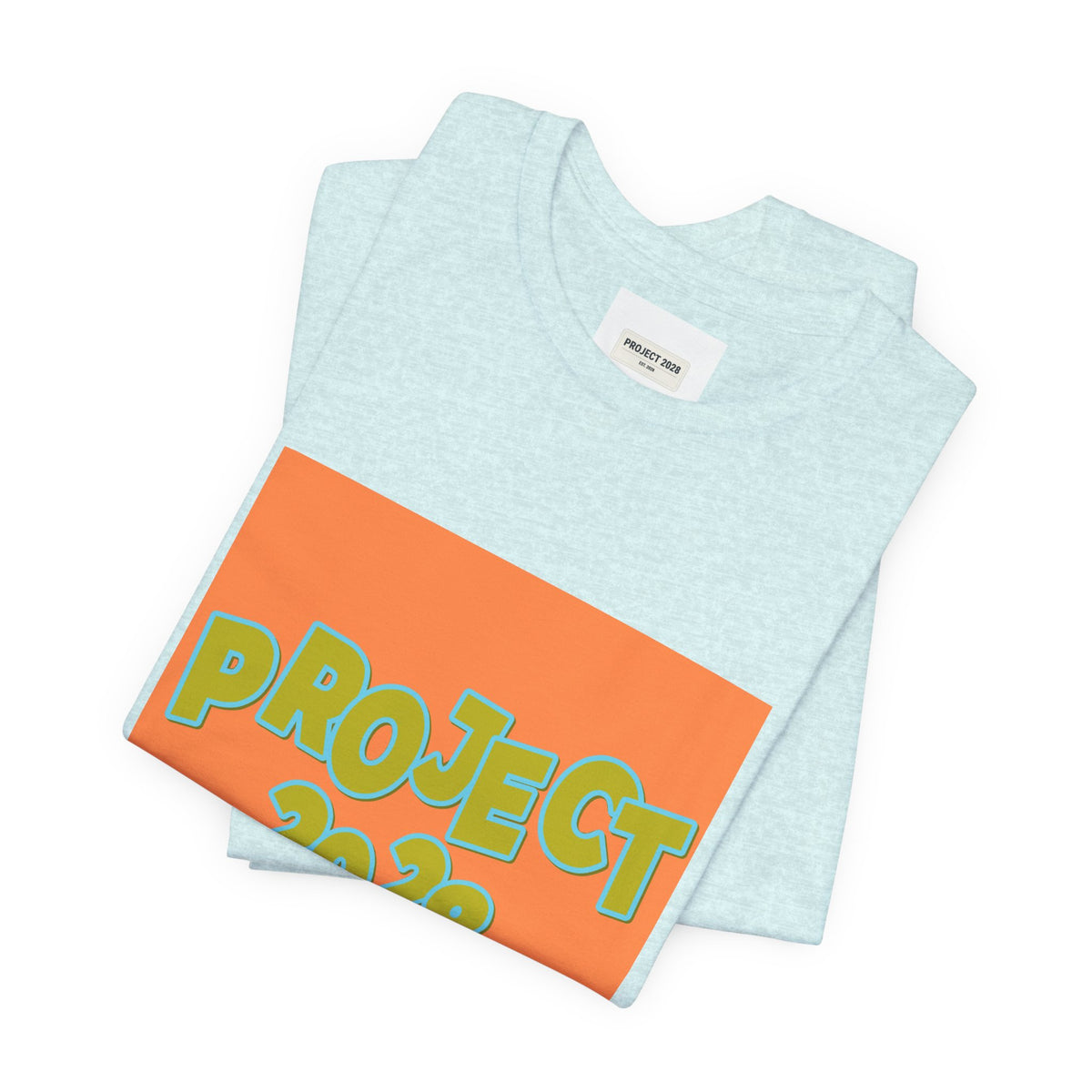Project 2028 Graphic Tee — Retro Orange Square Design - Make a Statement Without Saying a Word!