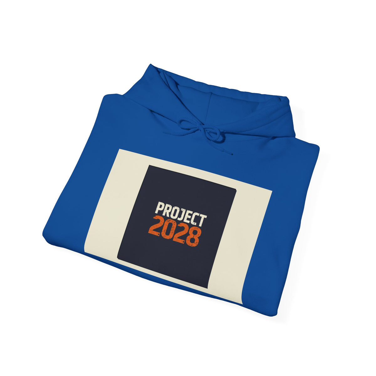 Project 218 Hoodie | Retro Block Logo, Beige Panel Front, Script Back