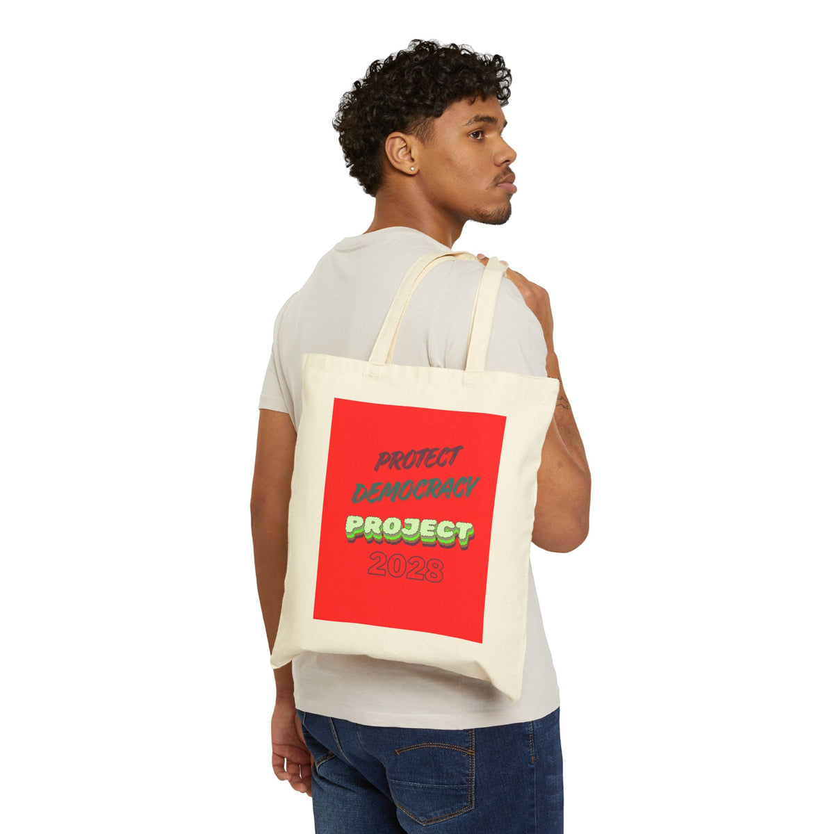 Protect Democracy Project 2028 Cotton Tote — “Democracy Isn’t Automatic” Campaign Bag