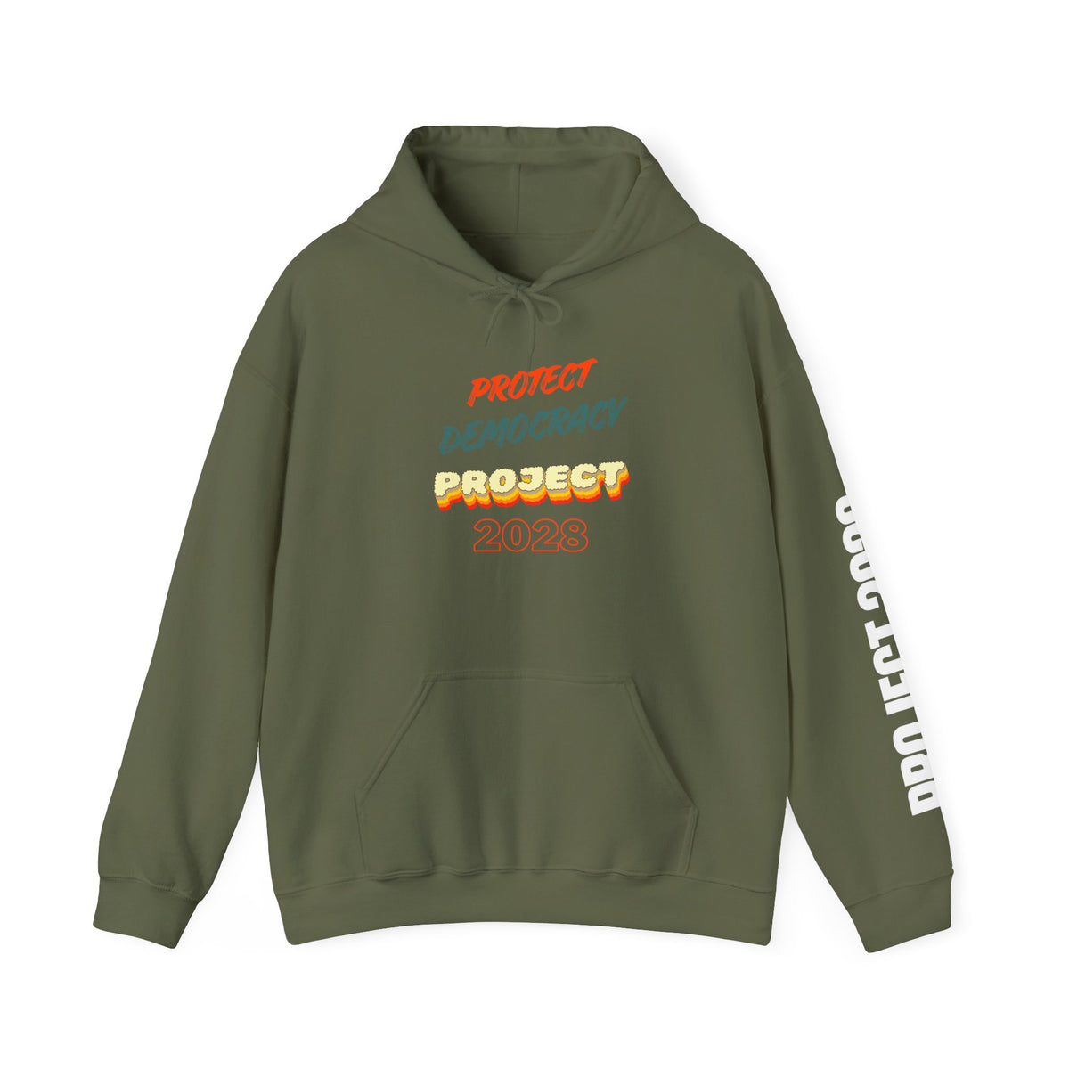 Project 2028 Hoodie | Retro Bubble Letter Design
