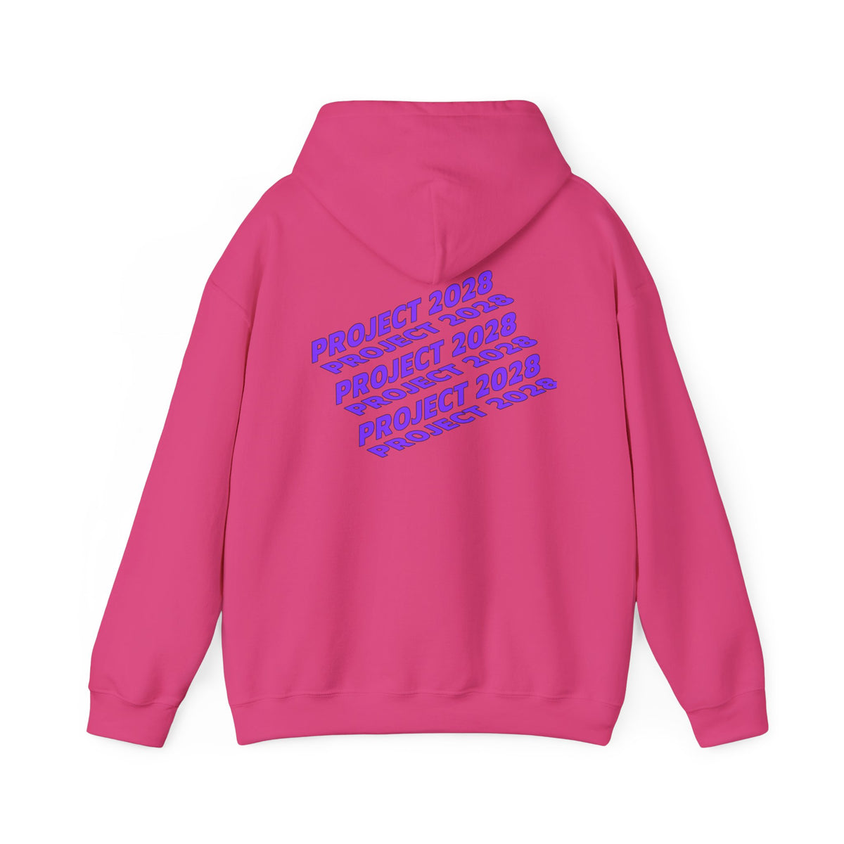 Project 2028 hoodie | Fight Back II text graphic, retro purple pink print