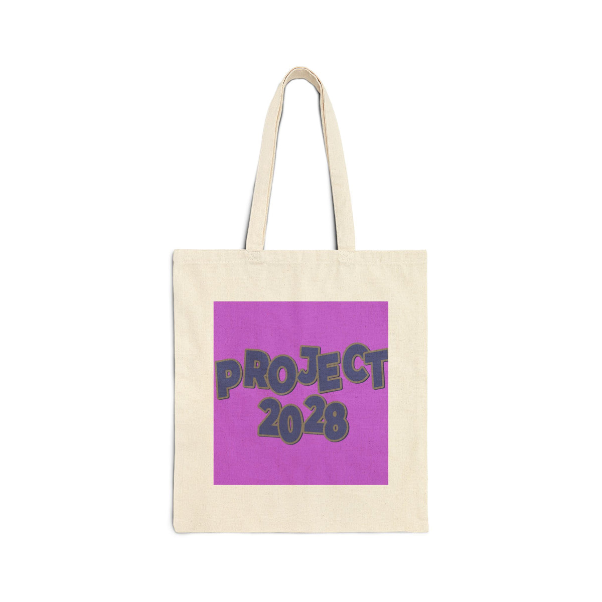 Project 2028 Tote Bag — "Democracy Isn’t Automatic" Cotton Canvas Grocery & Campaign Tote