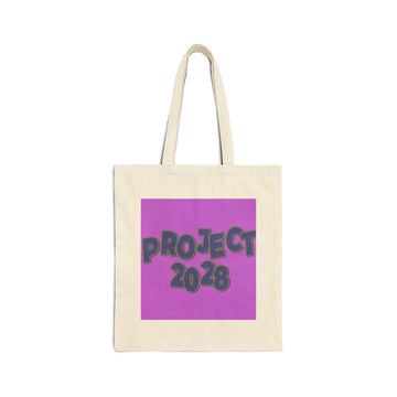 Project 2028 Tote Bag — "Democracy Isn’t Automatic" Cotton Canvas Grocery & Campaign Tote