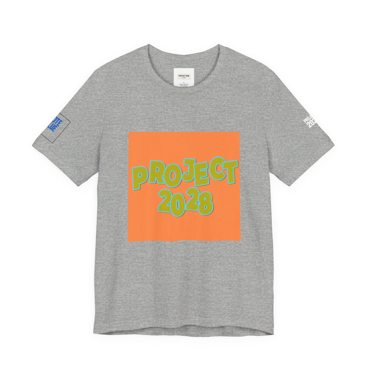 Project 2028 Graphic Tee — Retro Orange Square Design - Make a Statement Without Saying a Word!