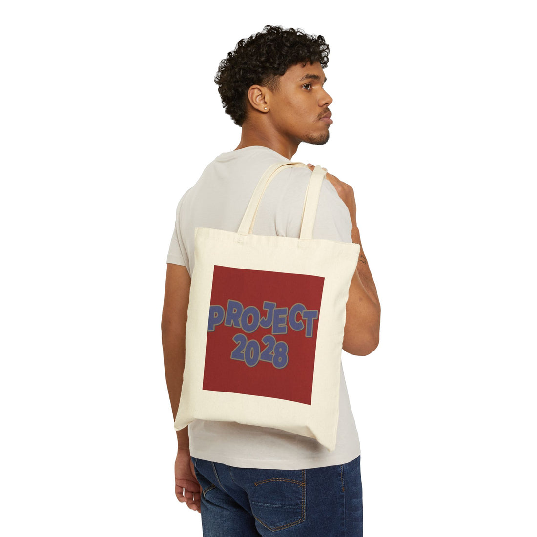 Project 2028 Cotton Canvas Tote — "Democracy Isn't Automatic" Political Protest Bag