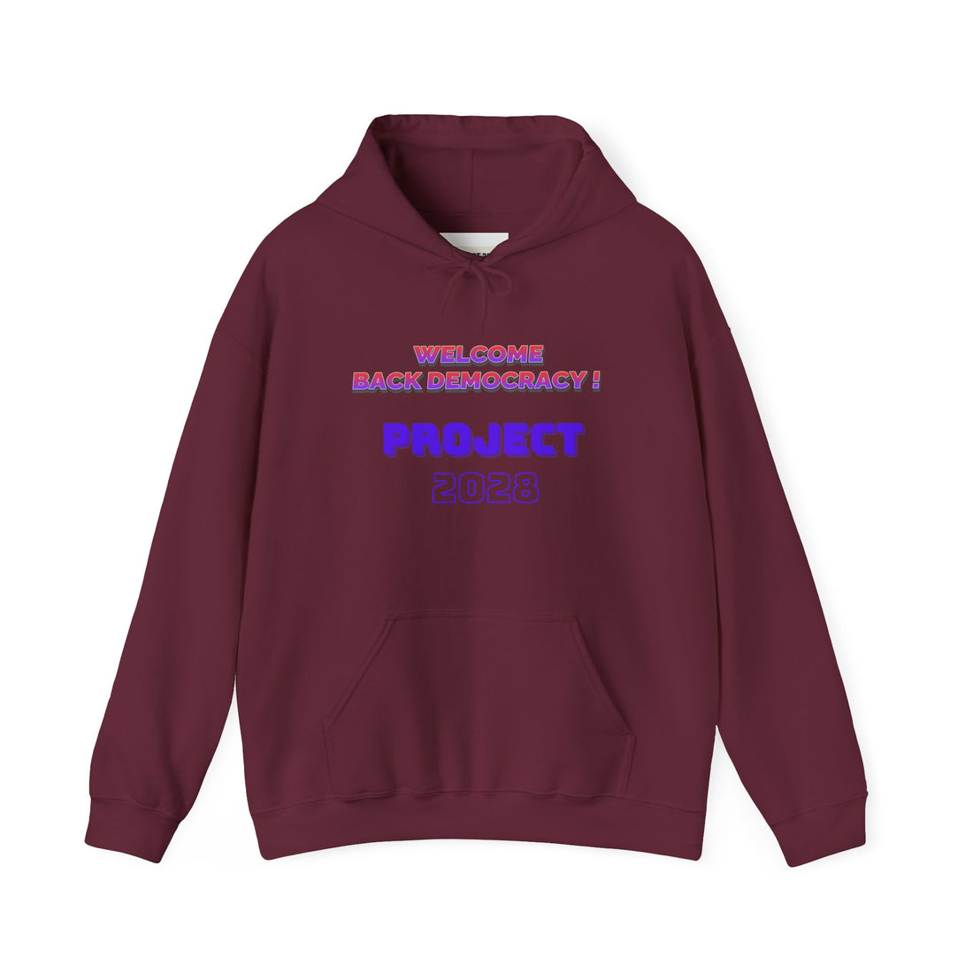 Project 2028 hoodie | Retro purple text design