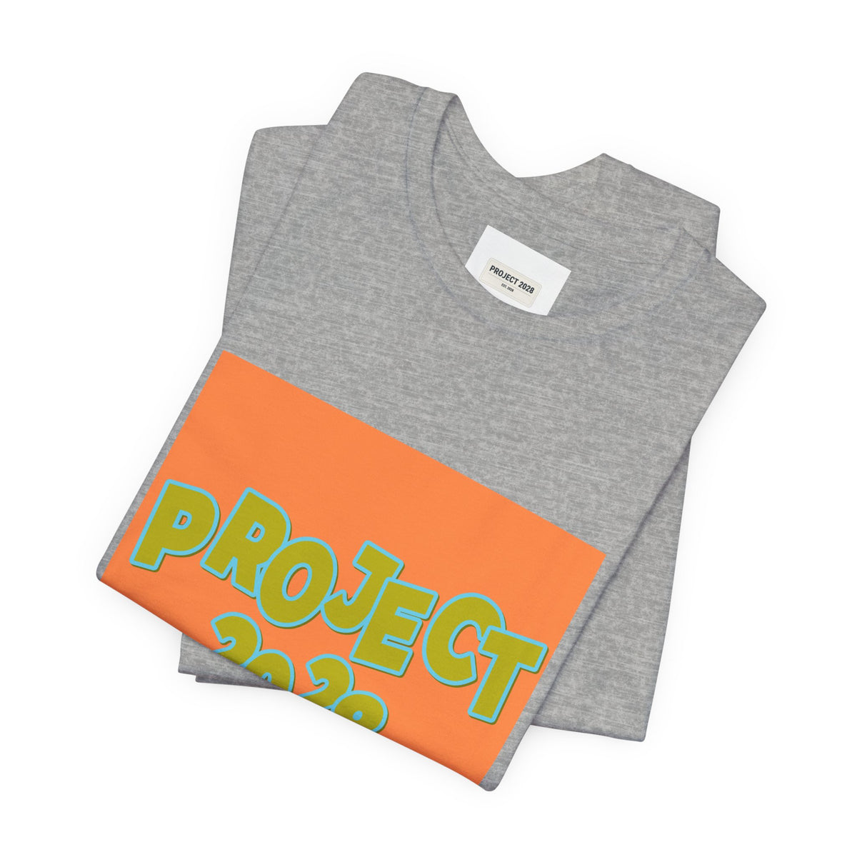 Project 2028 Graphic Tee — Retro Orange Square Design - Make a Statement Without Saying a Word!