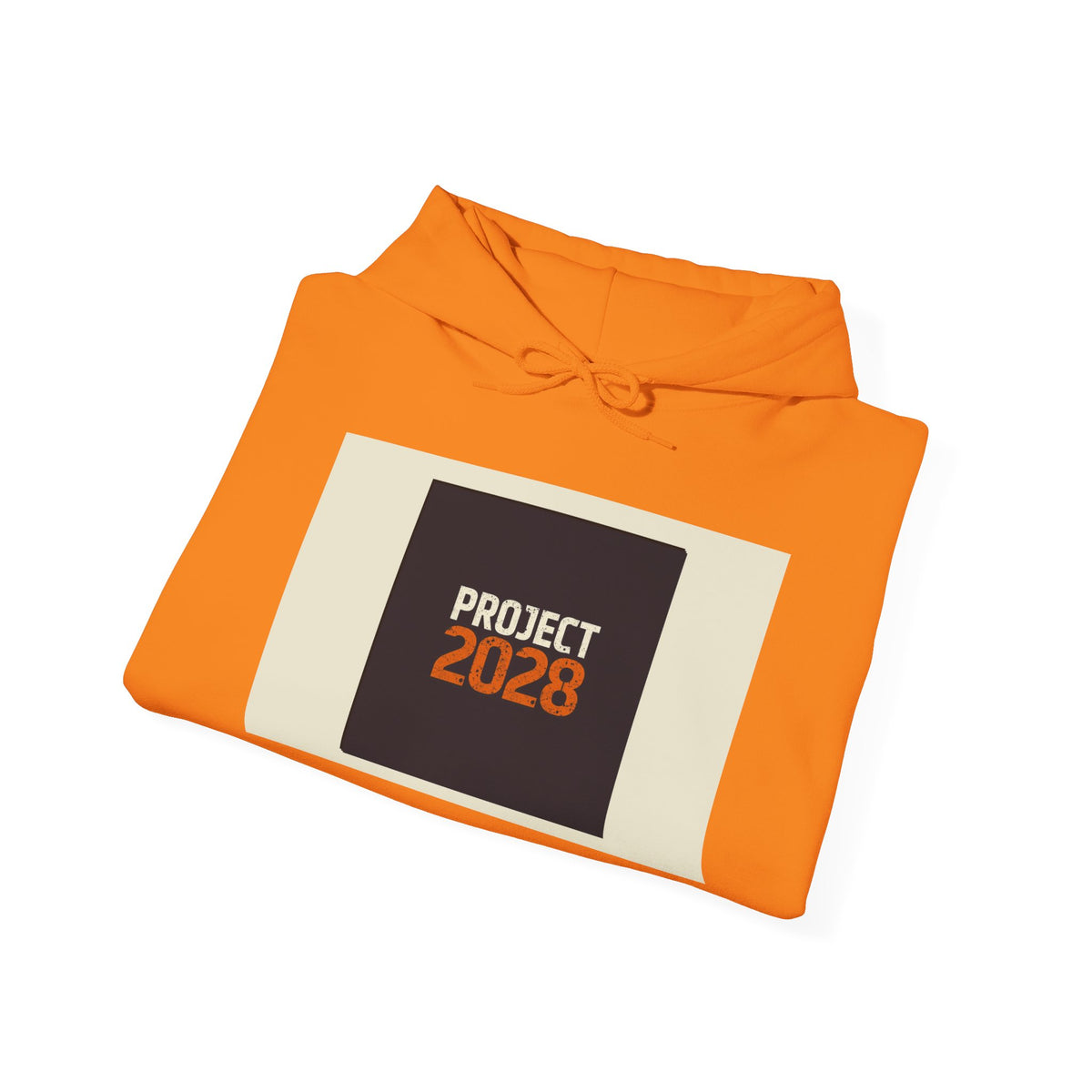 Project 218 Hoodie | Retro Block Logo, Beige Panel Front, Script Back
