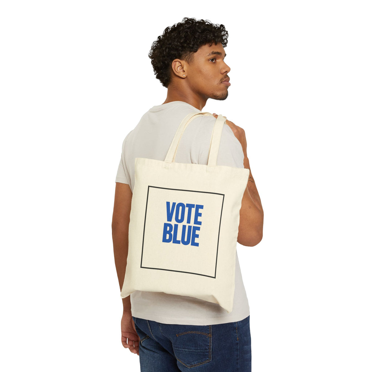 Vote Blue Canvas Tote — Political Statement Grocery Bag