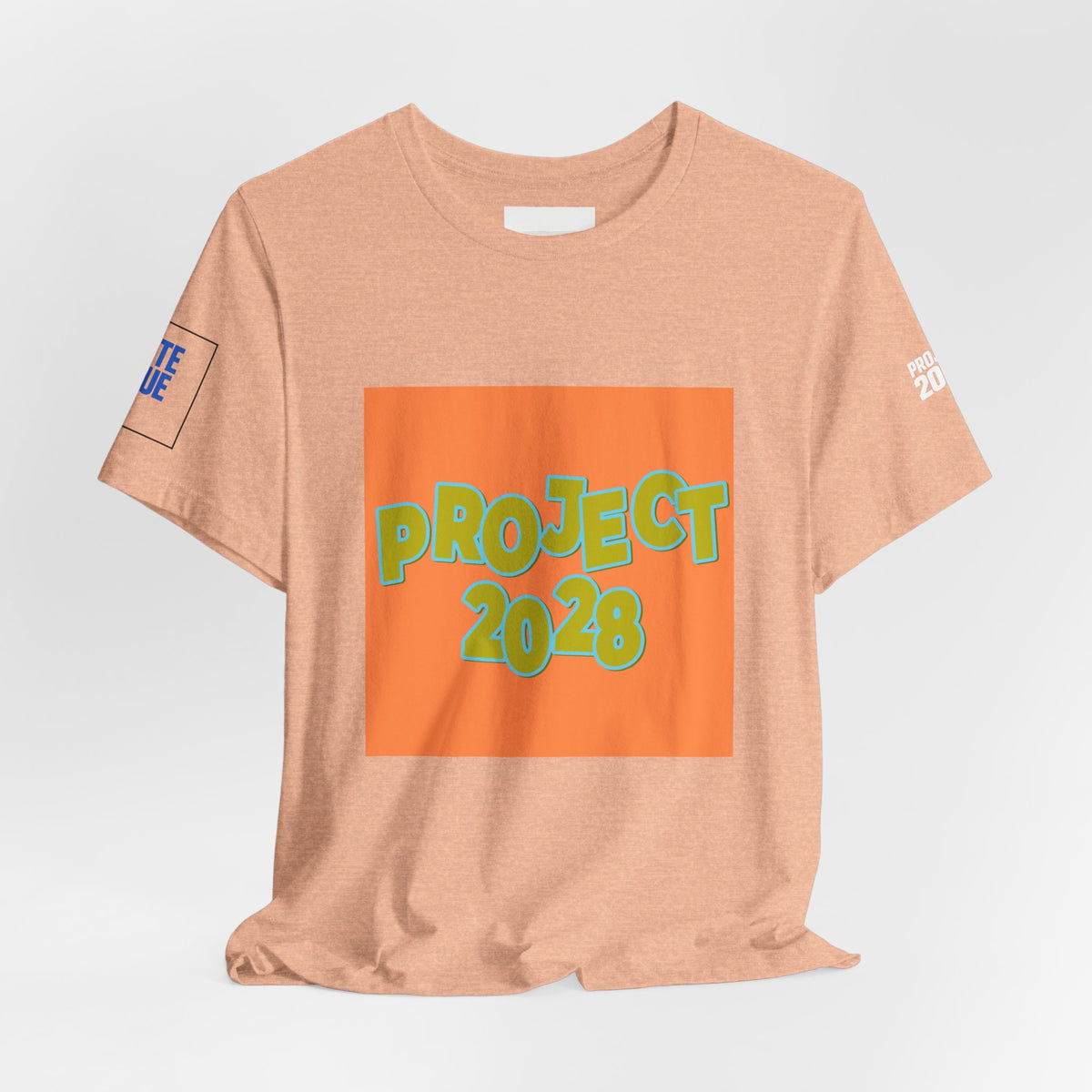 Project 2028 Graphic Tee — Retro Orange Square Design - Make a Statement Without Saying a Word!
