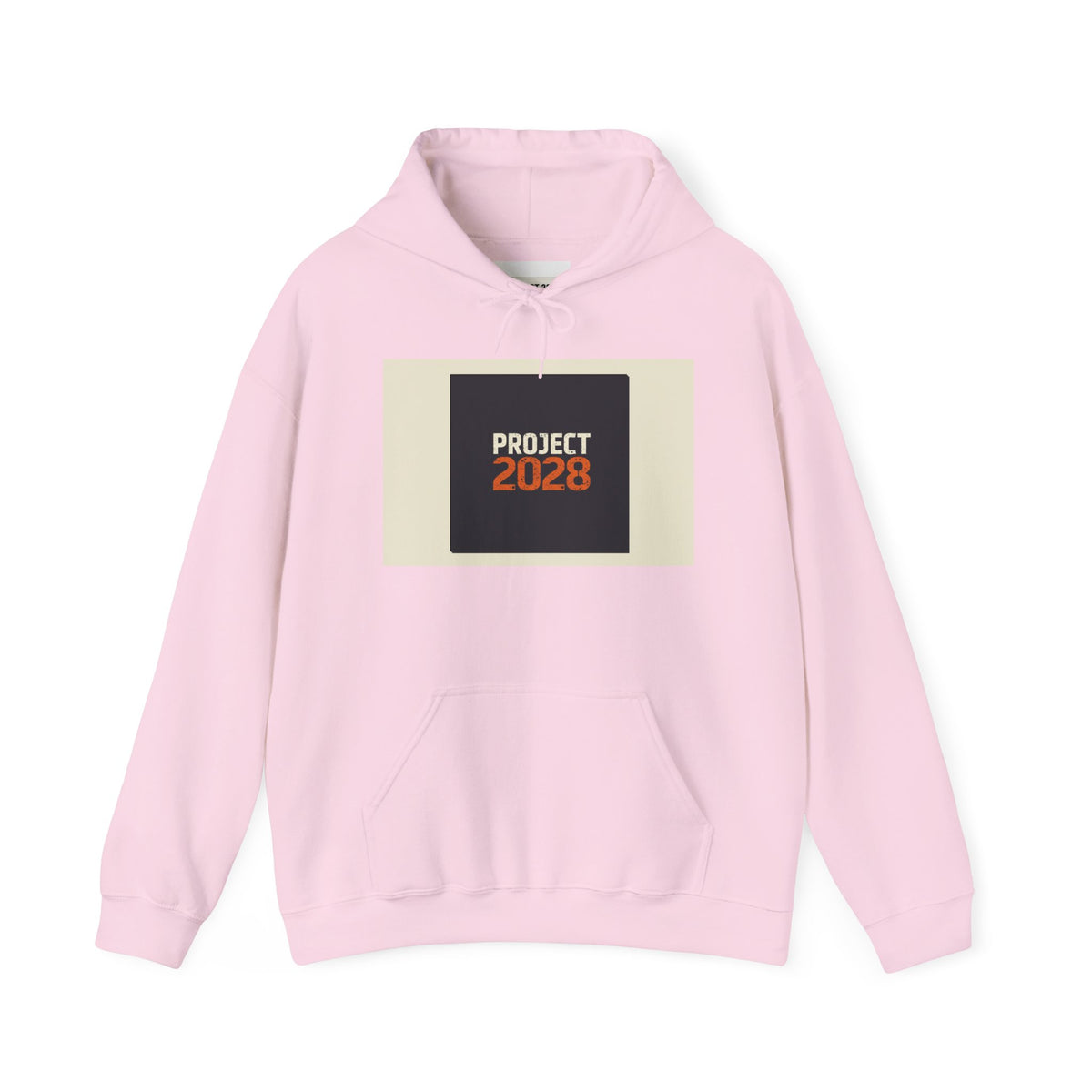 Project 218 Hoodie | Retro Block Logo, Beige Panel Front, Script Back