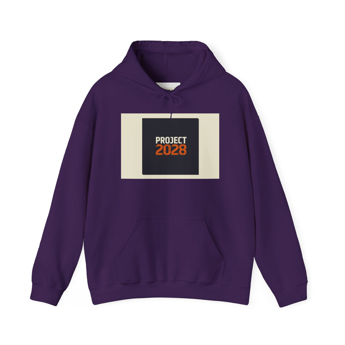 Project 218 Hoodie | Retro Block Logo, Beige Panel Front, Script Back