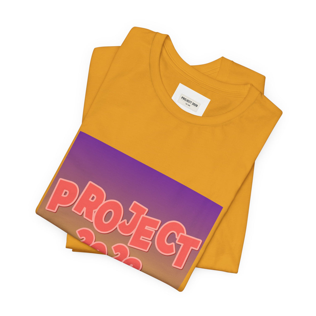 T-Shirt — Project 2028 Gradient Graphic (Back: "Democracy Isn’t Automatic") - Make a Statement Without Saying a Word!
