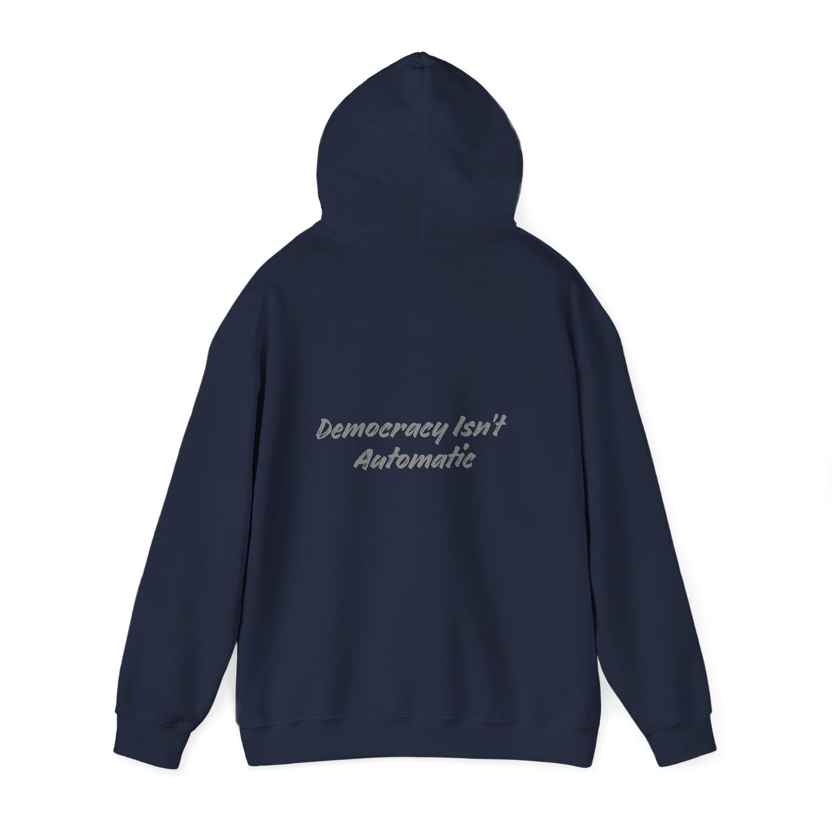 Project 2028 hoodie | Democracy Isn't Automatic back print