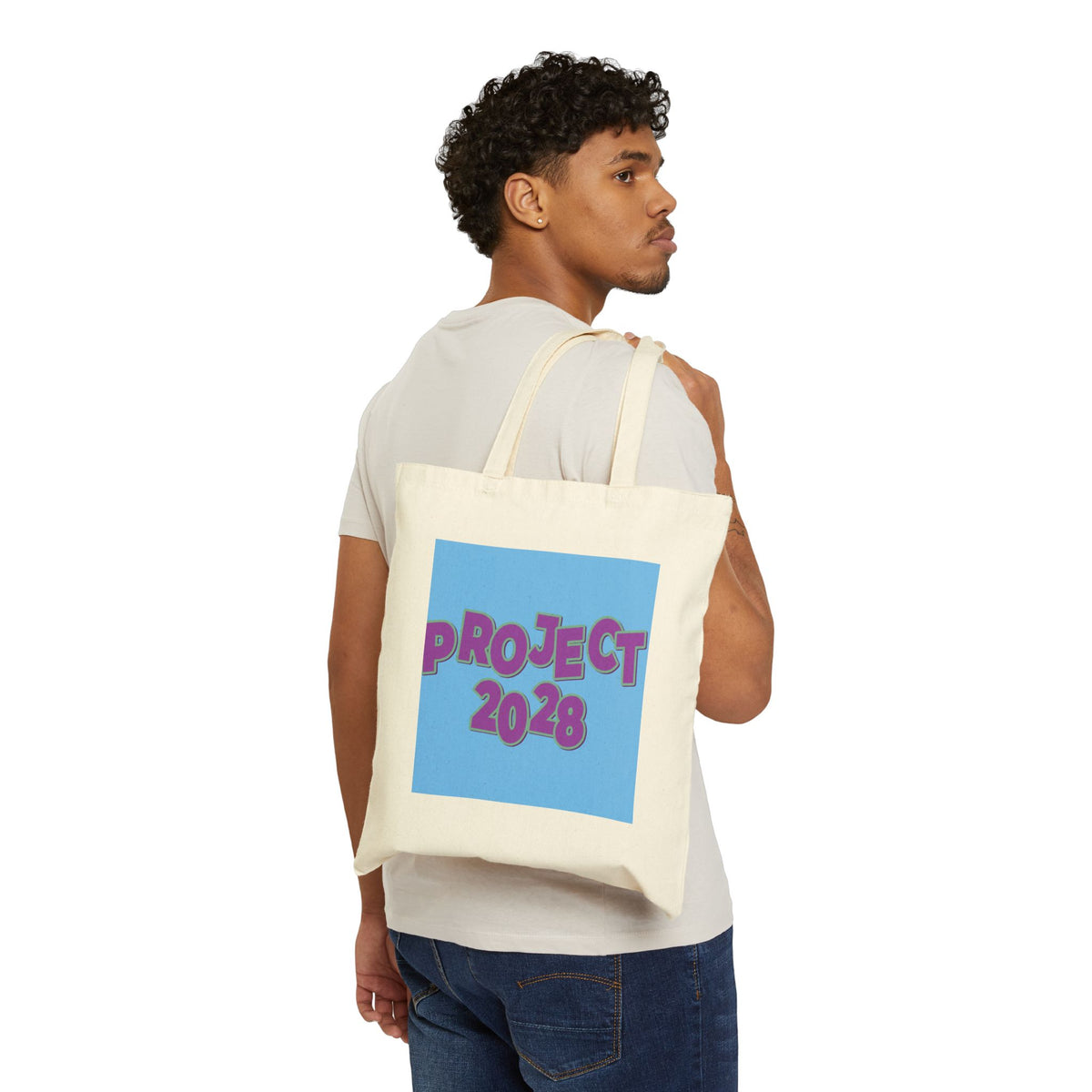 Project 2028 Canvas Tote — "Democracy Isn't Automatic" Political Campaign Bag