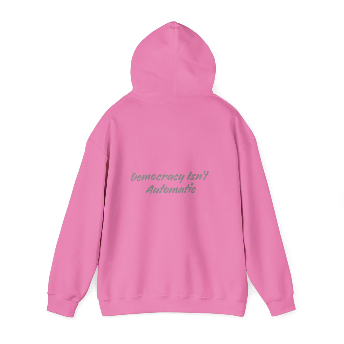 Project 2028 hoodie | Democracy Isn't Automatic back print
