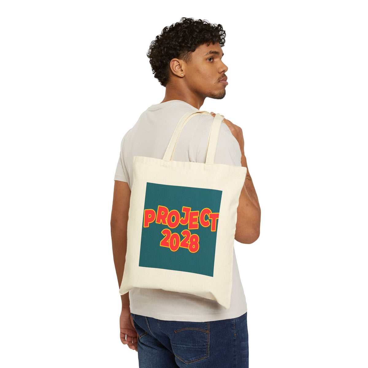 Project 2028 Tote Bag — "Democracy Isn't Automatic" Political Canvas Tote