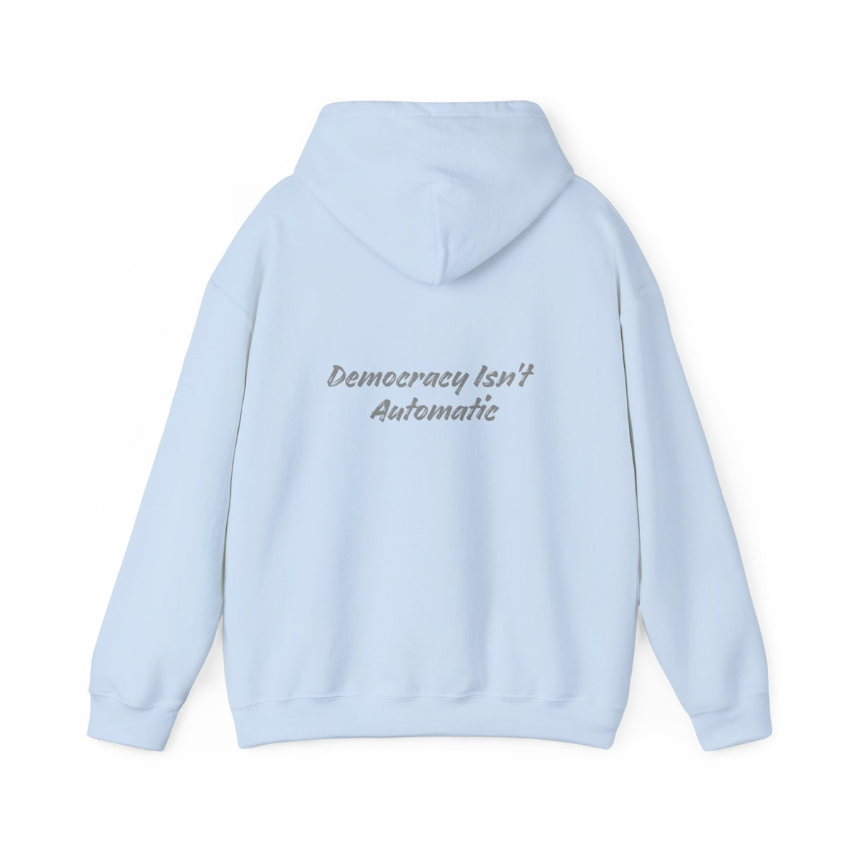 Project 2028 hoodie | Democracy Isn't Automatic back print