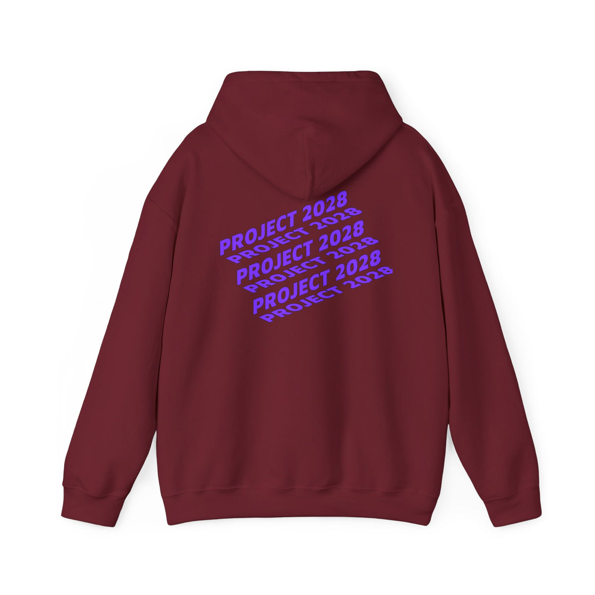 Project 2028 hoodie | Fight Back II text graphic, retro purple pink print