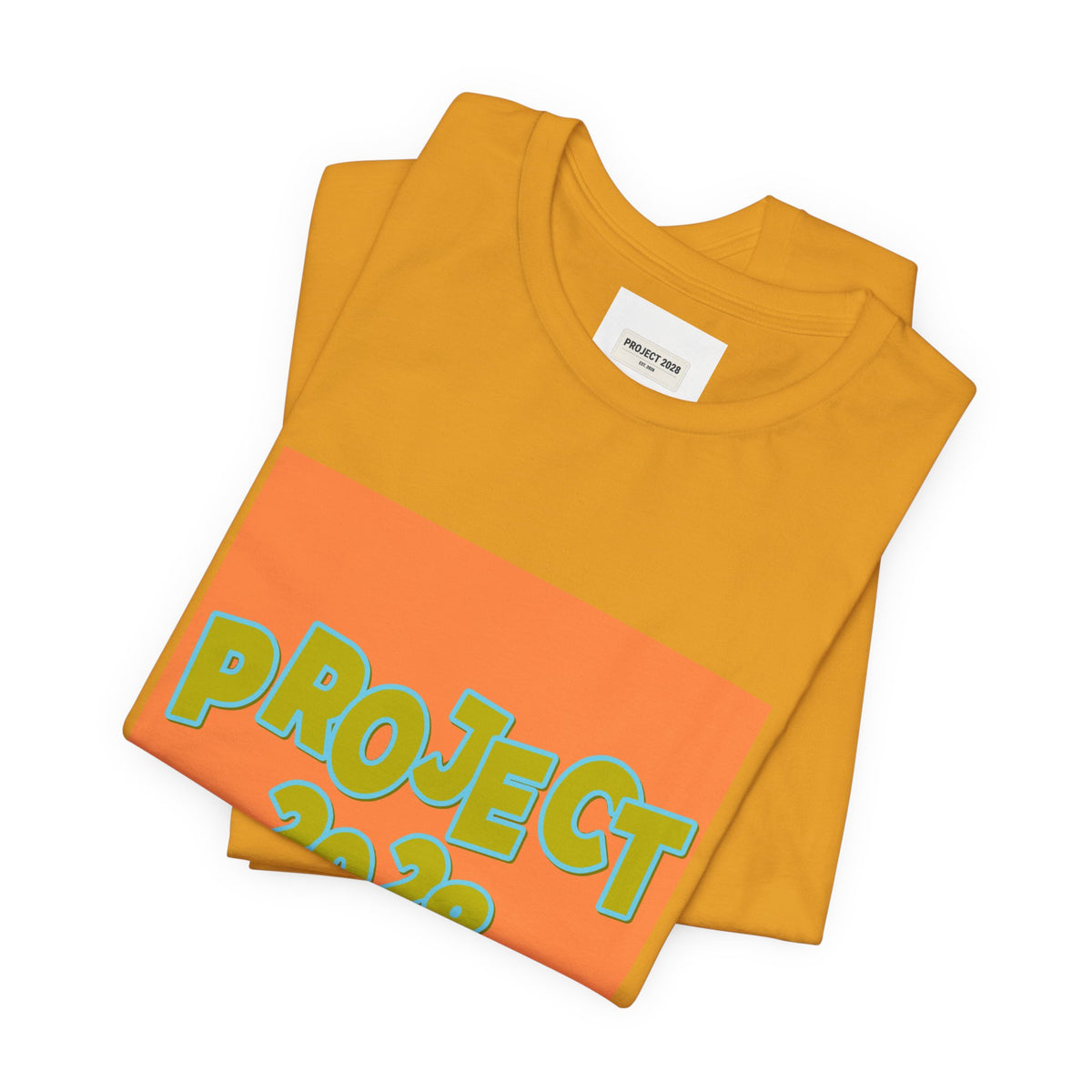Project 2028 Graphic Tee — Retro Orange Square Design - Make a Statement Without Saying a Word!