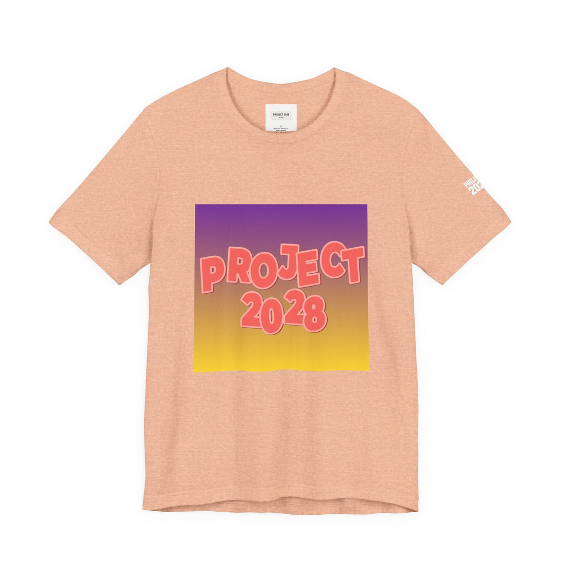 T-Shirt — Project 2028 Gradient Graphic (Back: "Democracy Isn’t Automatic") - Make a Statement Without Saying a Word!