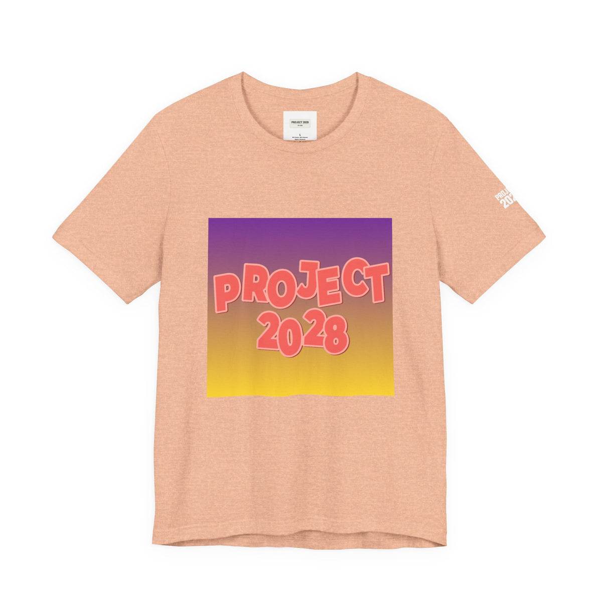 T-Shirt — Project 2028 Gradient Graphic (Back: "Democracy Isn’t Automatic") - Make a Statement Without Saying a Word!