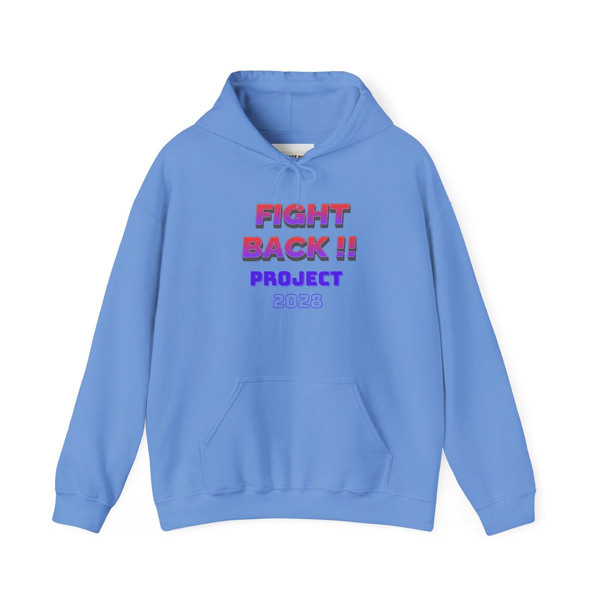 Project 2028 hoodie | Fight Back II text graphic, retro purple pink print