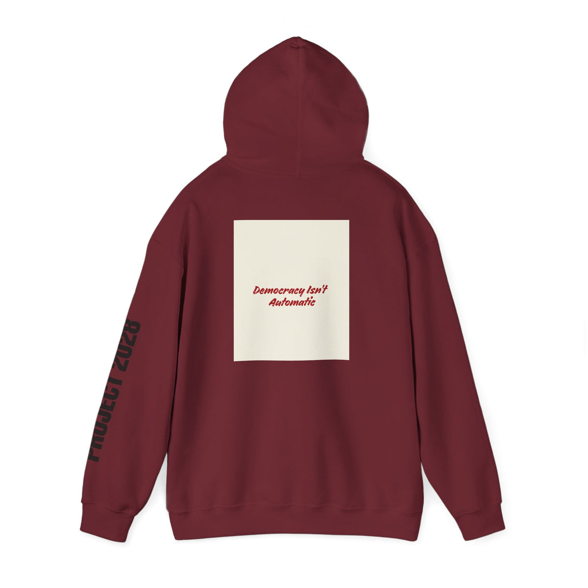 Project 2108 Graphic Hoodie | Democracy Isn't Automatic Back Print