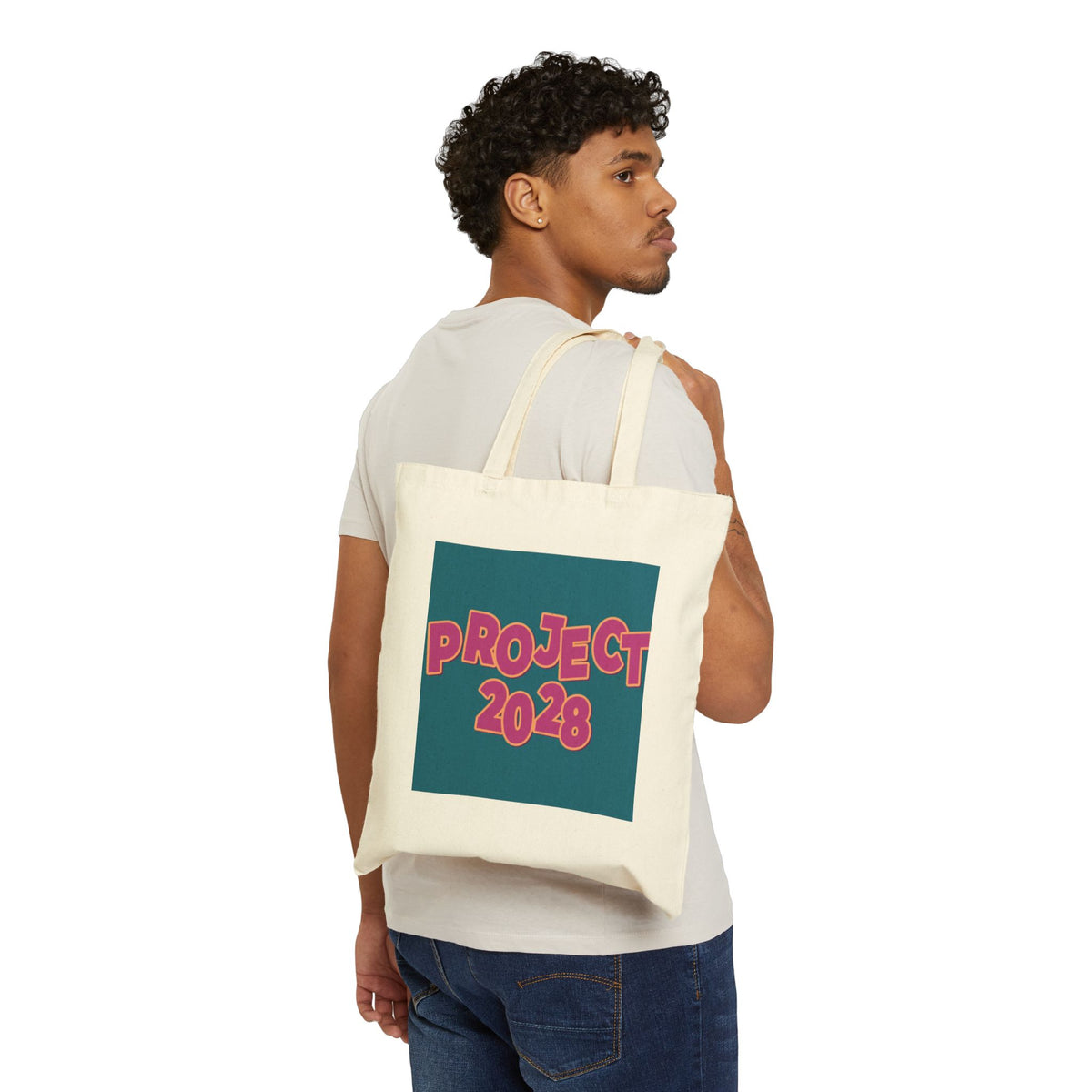 Project 2028 Tote Bag — "Democracy Isn’t Automatic" Cotton Canvas Political Tote