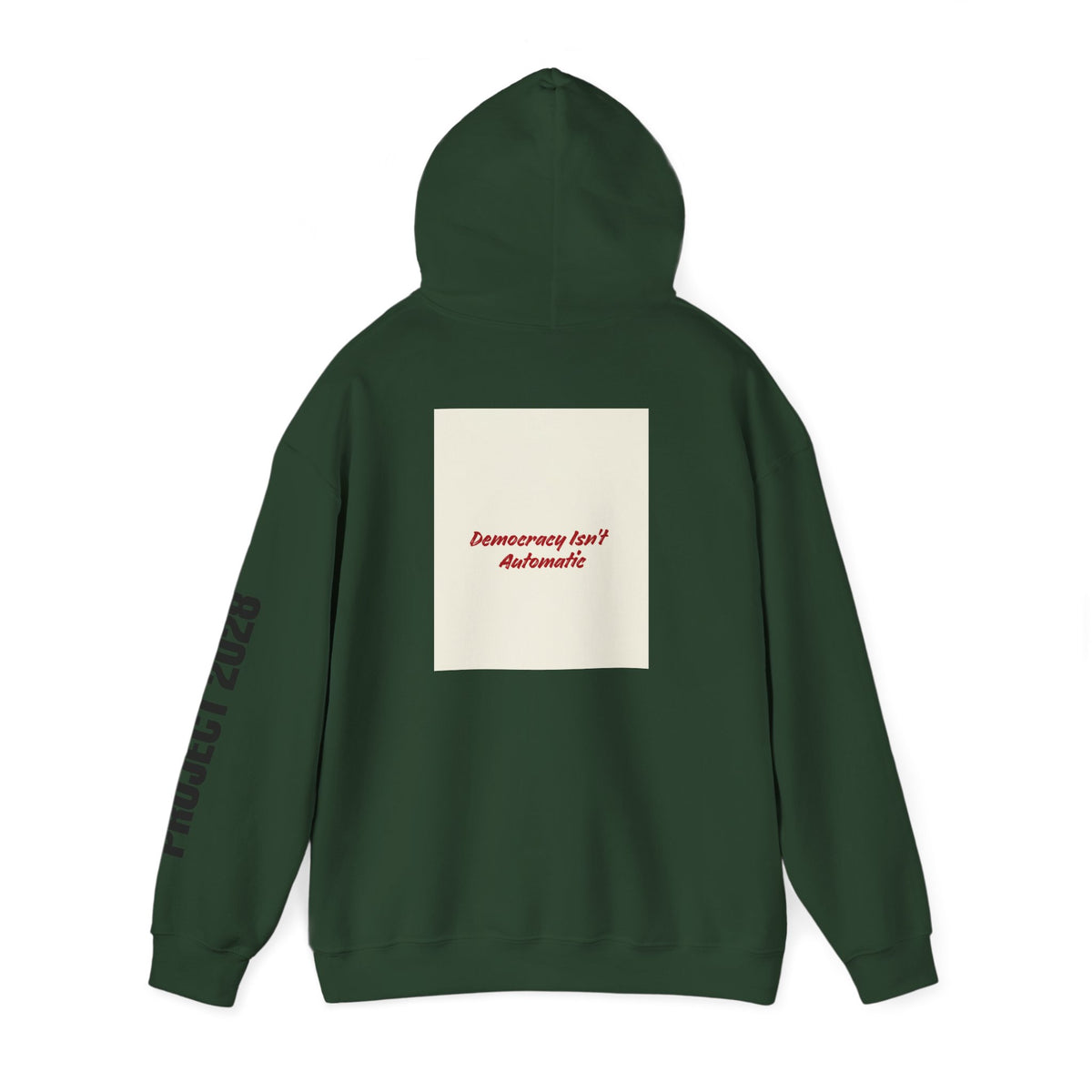 Project 2108 Graphic Hoodie | Democracy Isn't Automatic Back Print